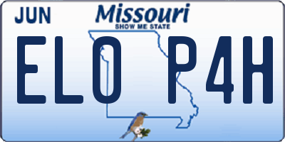 MO license plate EL0P4H