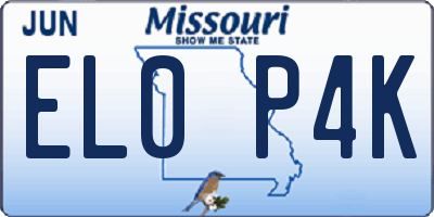 MO license plate EL0P4K
