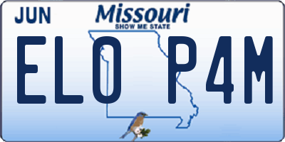 MO license plate EL0P4M