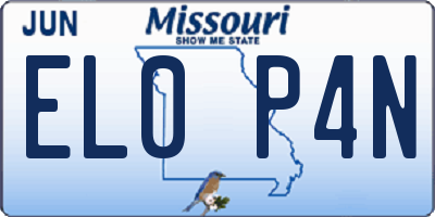 MO license plate EL0P4N