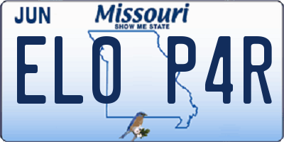 MO license plate EL0P4R