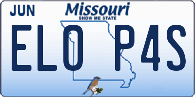 MO license plate EL0P4S