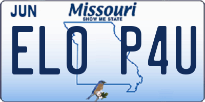 MO license plate EL0P4U