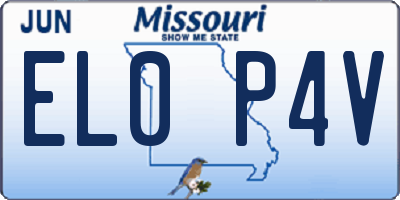 MO license plate EL0P4V