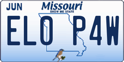 MO license plate EL0P4W