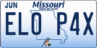 MO license plate EL0P4X