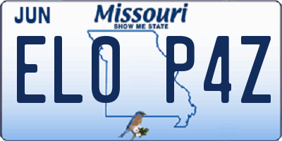 MO license plate EL0P4Z