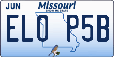 MO license plate EL0P5B