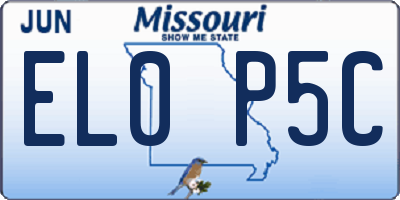 MO license plate EL0P5C