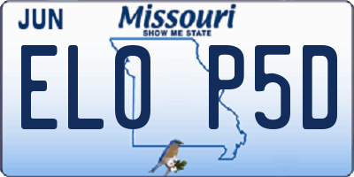 MO license plate EL0P5D
