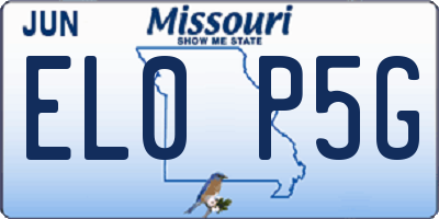 MO license plate EL0P5G