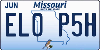 MO license plate EL0P5H