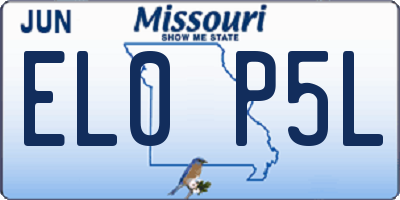MO license plate EL0P5L
