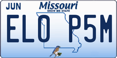MO license plate EL0P5M