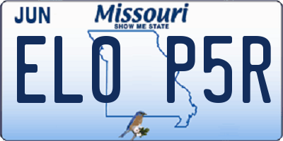 MO license plate EL0P5R