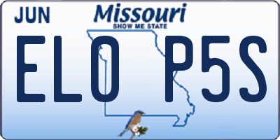 MO license plate EL0P5S