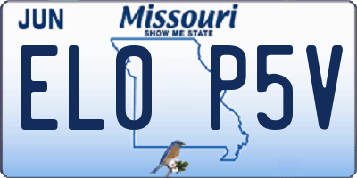 MO license plate EL0P5V