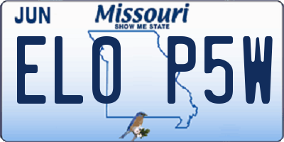 MO license plate EL0P5W