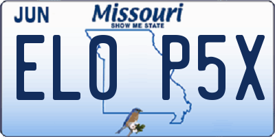 MO license plate EL0P5X