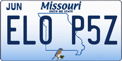 MO license plate EL0P5Z