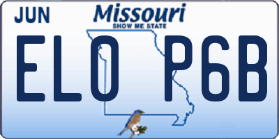MO license plate EL0P6B