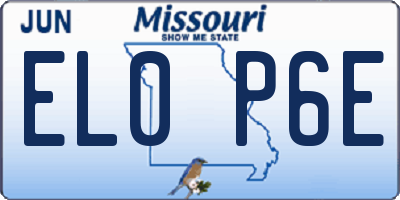 MO license plate EL0P6E