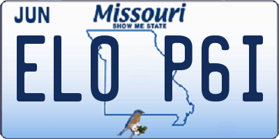 MO license plate EL0P6I