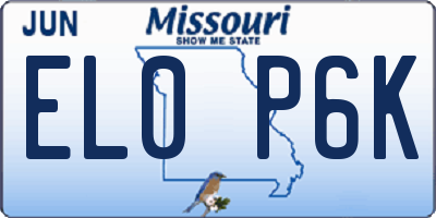 MO license plate EL0P6K