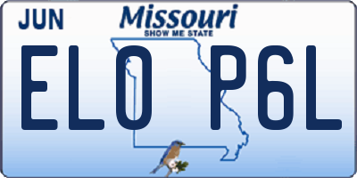 MO license plate EL0P6L