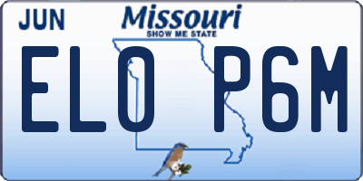 MO license plate EL0P6M