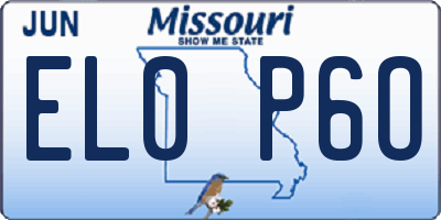 MO license plate EL0P6O