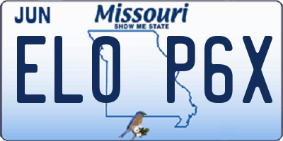 MO license plate EL0P6X