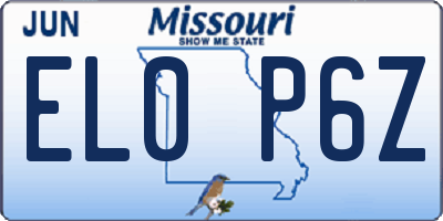 MO license plate EL0P6Z
