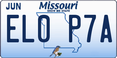 MO license plate EL0P7A