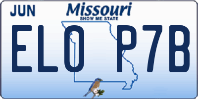 MO license plate EL0P7B