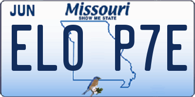MO license plate EL0P7E