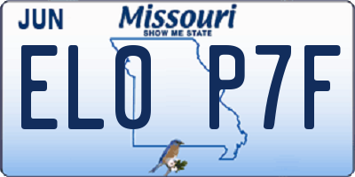 MO license plate EL0P7F