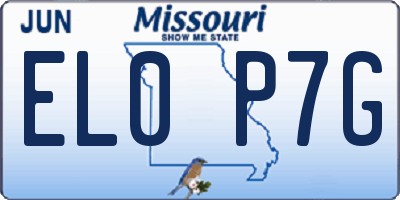 MO license plate EL0P7G