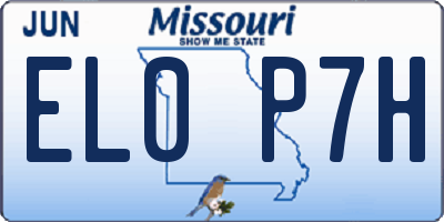 MO license plate EL0P7H