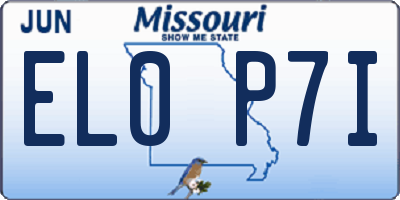 MO license plate EL0P7I