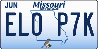 MO license plate EL0P7K