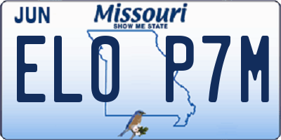 MO license plate EL0P7M