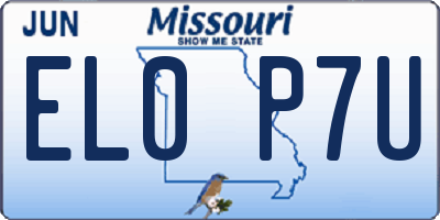 MO license plate EL0P7U