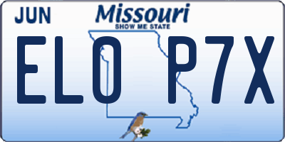 MO license plate EL0P7X