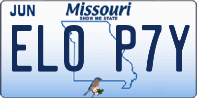MO license plate EL0P7Y