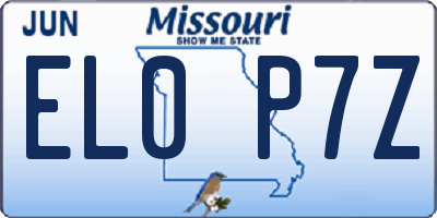 MO license plate EL0P7Z