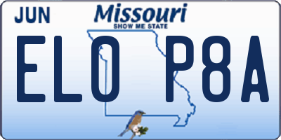 MO license plate EL0P8A