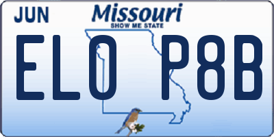 MO license plate EL0P8B