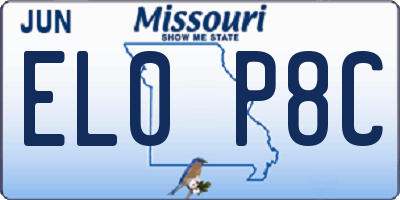 MO license plate EL0P8C