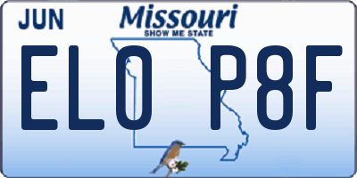 MO license plate EL0P8F